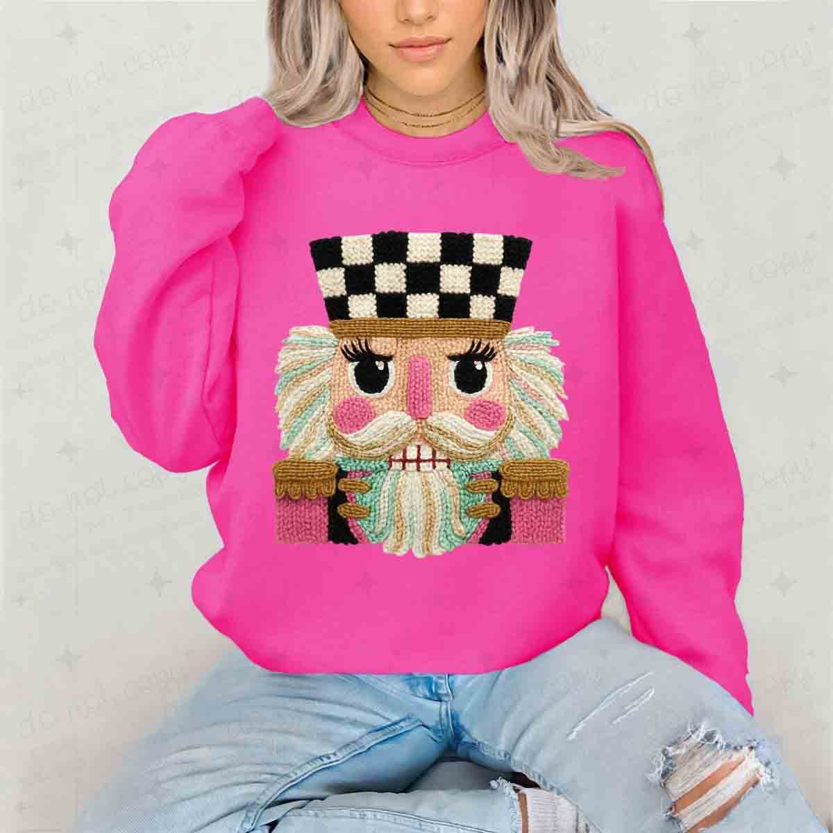 CHECKERED PRINT GIRLY NUTCRACKER - FAUX YARN - DTF TRANSFER