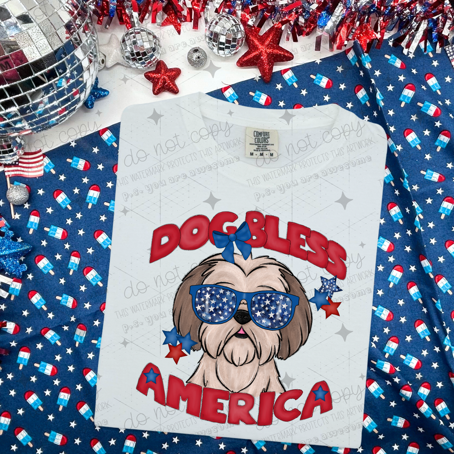 DOG BLESS AMERICA - DTF TRANSFER