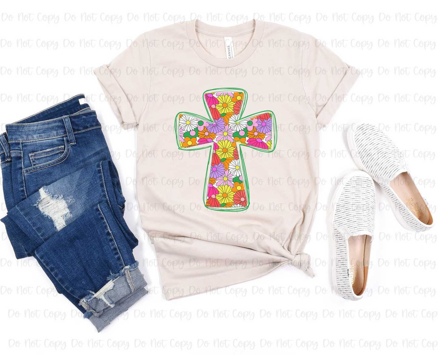 FLORAL CROSS - DTF TRANSFER