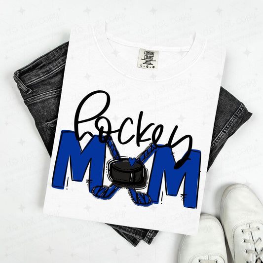 HOCKEY MOM - ROYAL BLUE/NO FLOWER - DTF TRANSFER