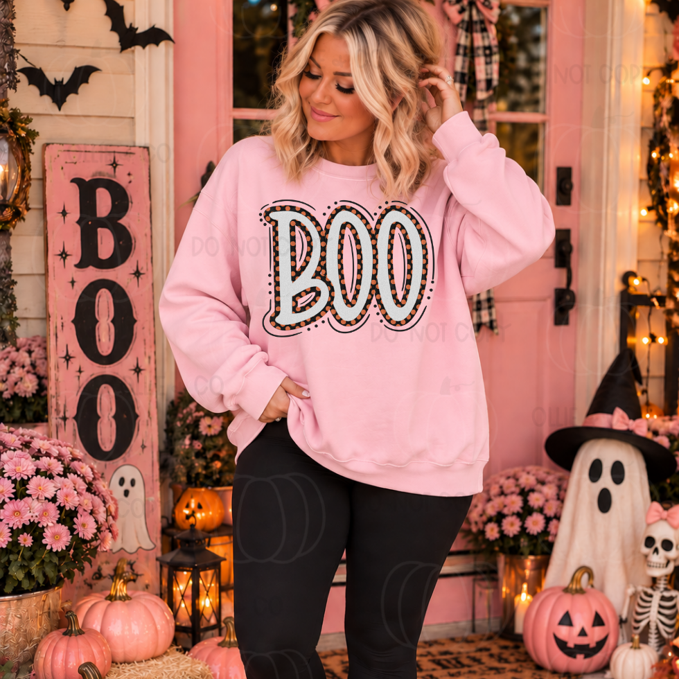 BOO POLKA DOT - FAUX EMBROIDERY - DTF TRANSFER