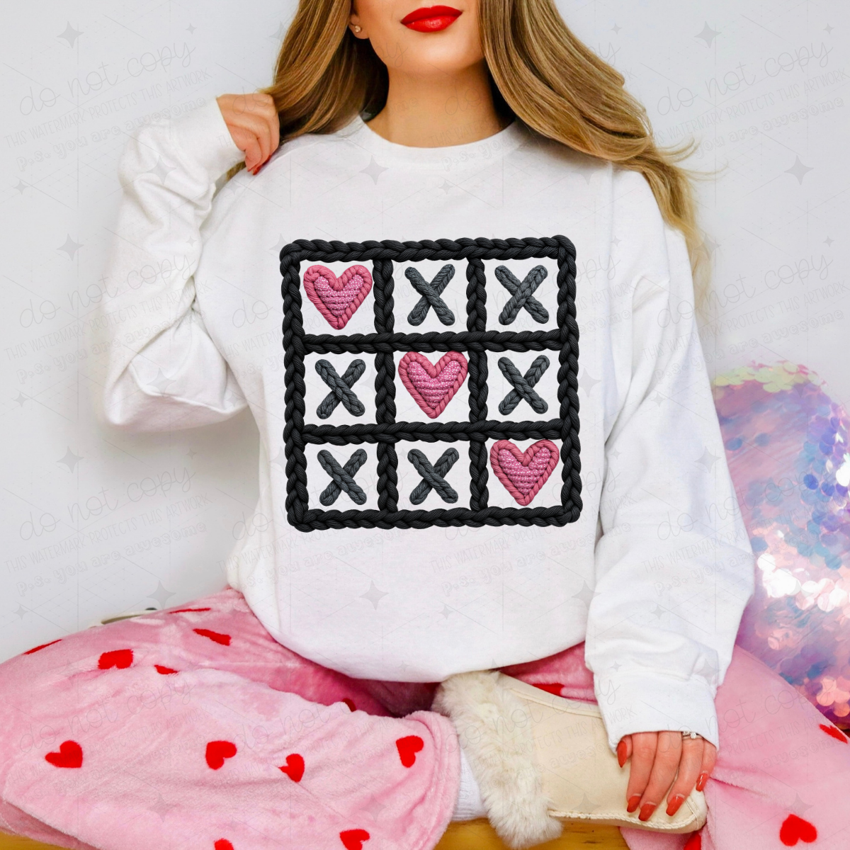 XOXO GRID - FAUX YARN - DTF TRANSFER