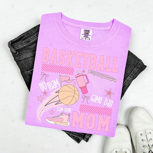 COQUETTE BASKETBALL MOM - WHITE TEXT - DTF TRANSFER