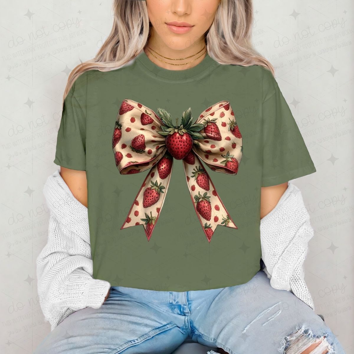 COQUETTE STRAWBERRY BOW - DTF TRANSFER