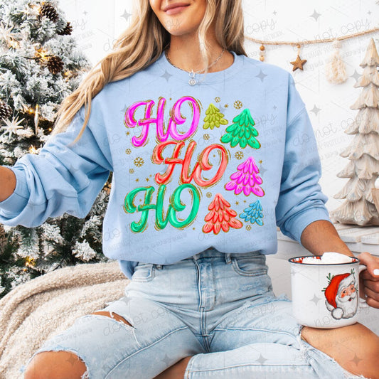 HO HO HO - FAUX GLITTER - DTF TRANSFER