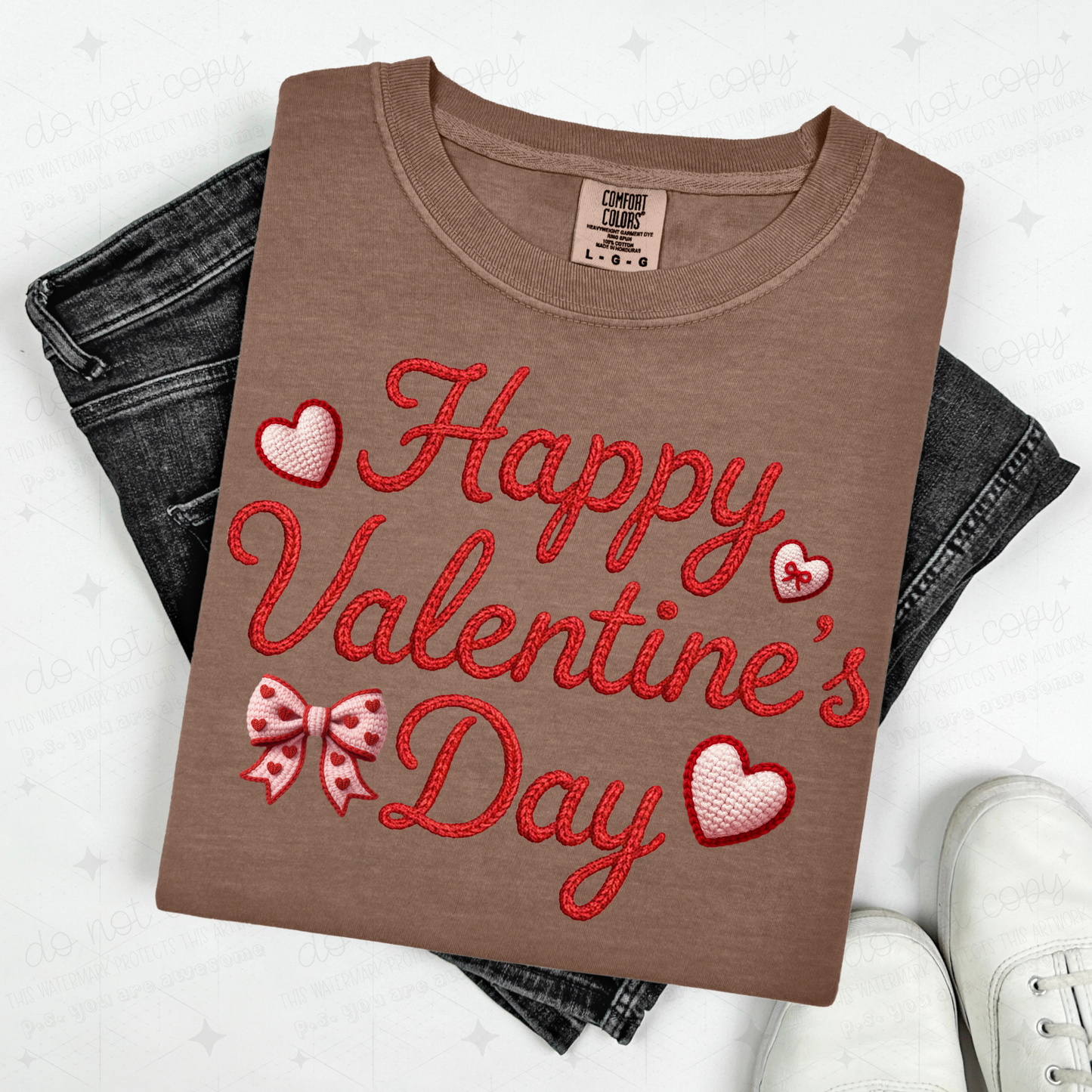 COQUETTE HAPPY VALENTINE'S DAY - FAUX YARN - DTF TRANSFER