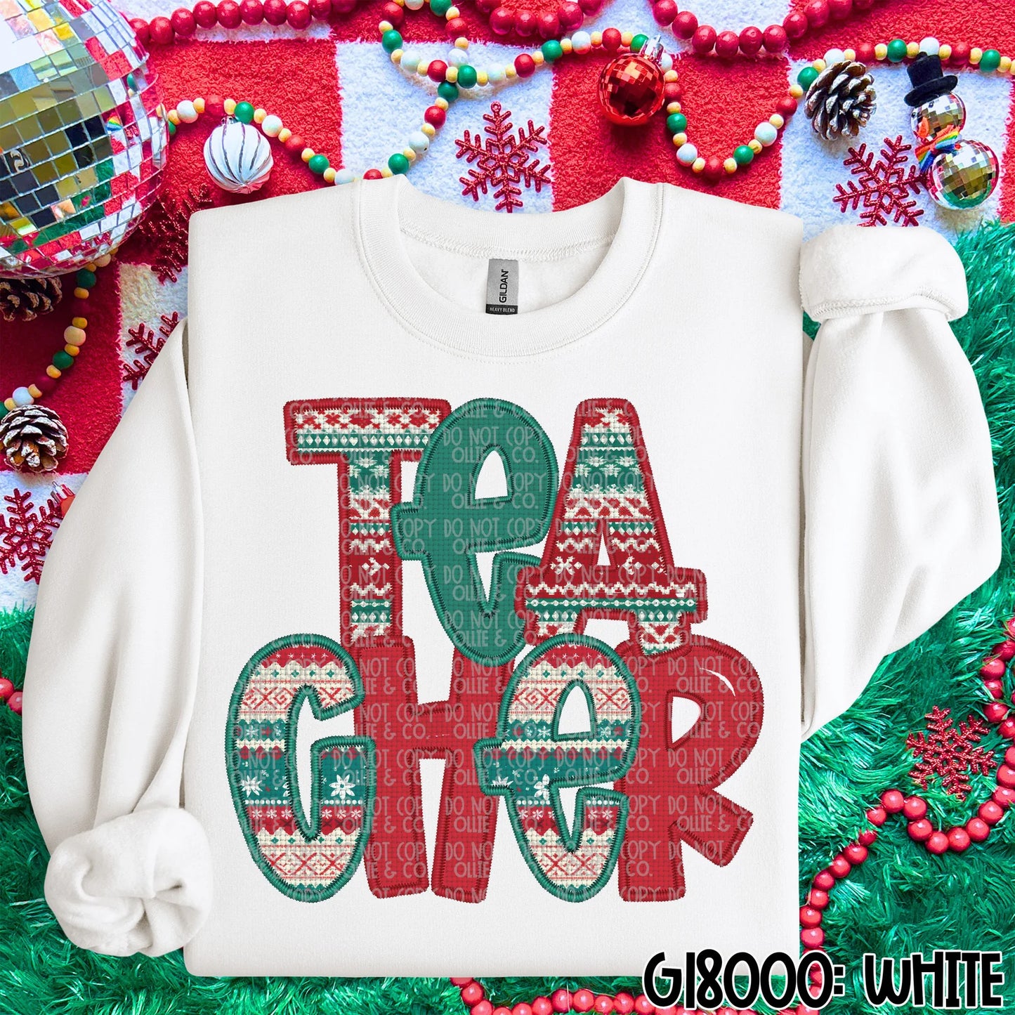 FAUX EMBROIDERY CHRISTMAS SCHOOL OCCUPATIONS - MOCKUP ONLY