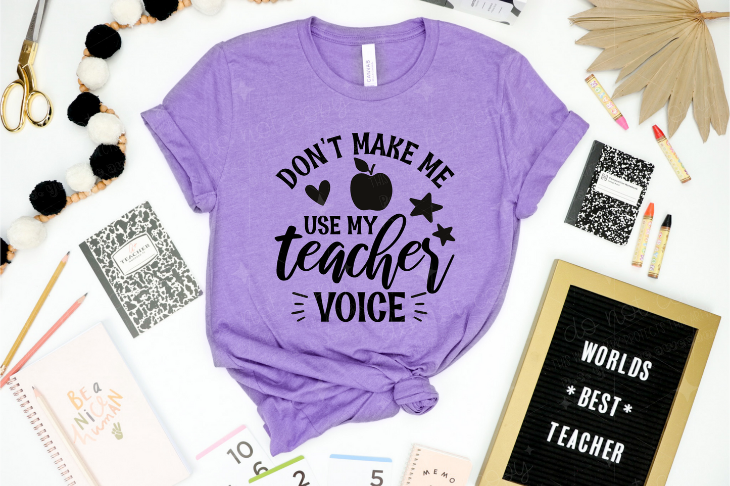 DON'T MAKE ME USE MY TEACHER VOICE - DTF TRANSFER