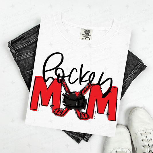 HOCKEY MOM - RED/NO FLOWER - DTF TRANSFER