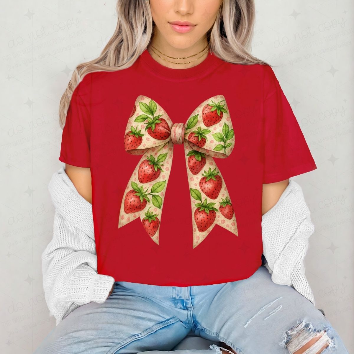 COQUETTE STRAWBERRY BOW - DTF TRANSFER