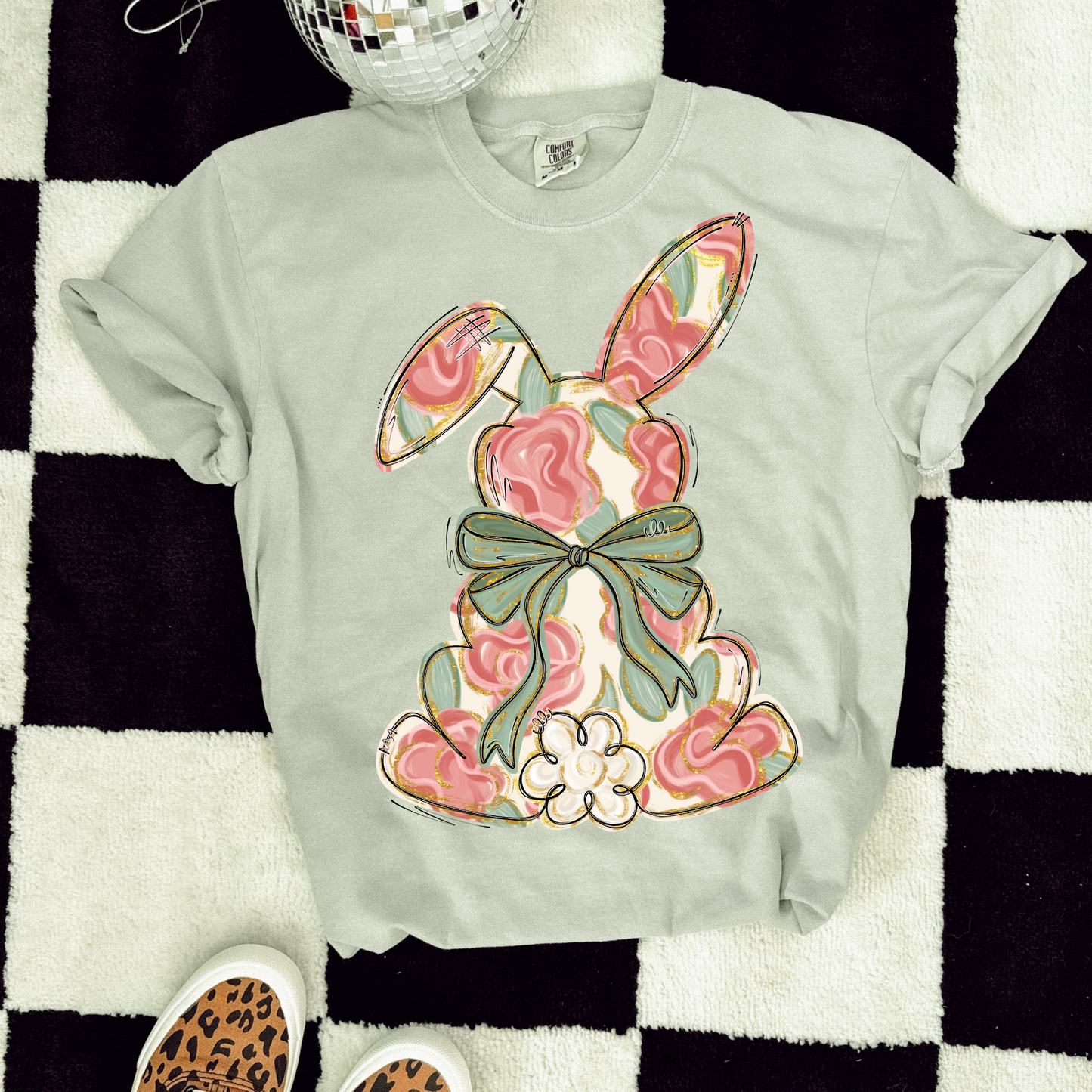 PAINTED FLORAL BUNNY - DTF TRANSFER