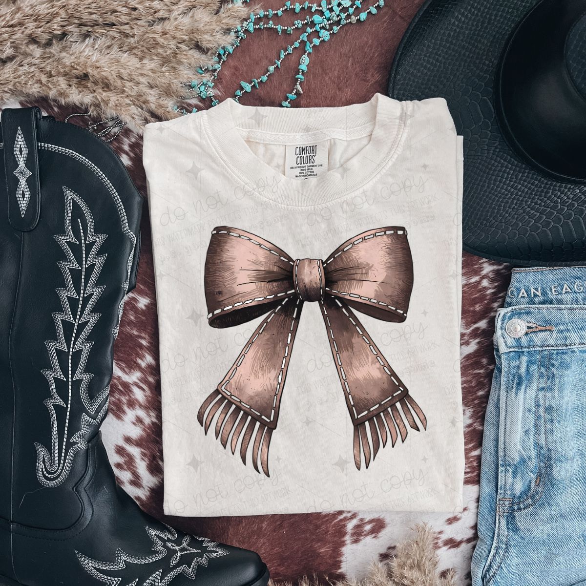 COQUETTE FAUX LEATHER BOW - DTF TRANSFER