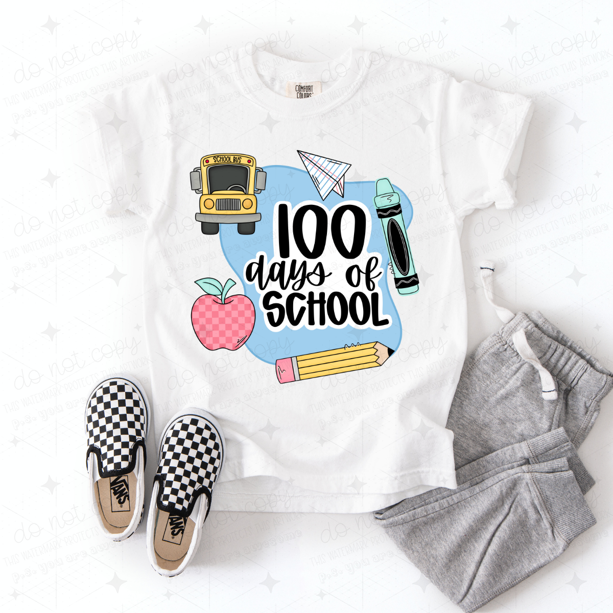 100 DAYS OF SCHOOL - BLUE - DTF TRANSFER