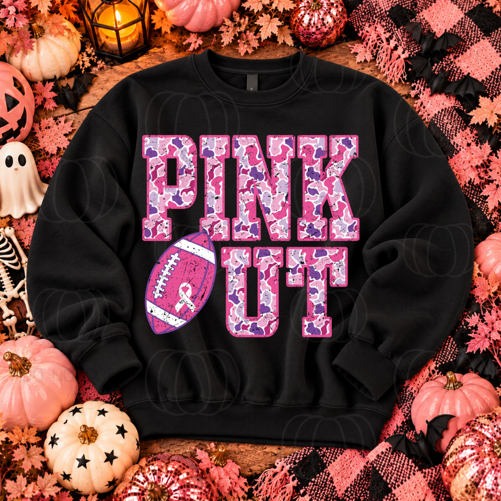 PINK OUT CAMO FOOTBALL- DTF TRANSFER