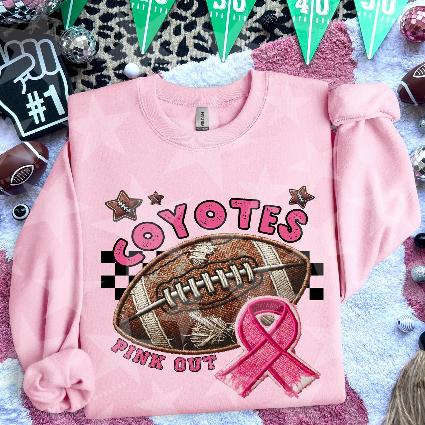 PINK OUT MASCOTS - FAUX EMBROIDERY - DTF TRANSFER