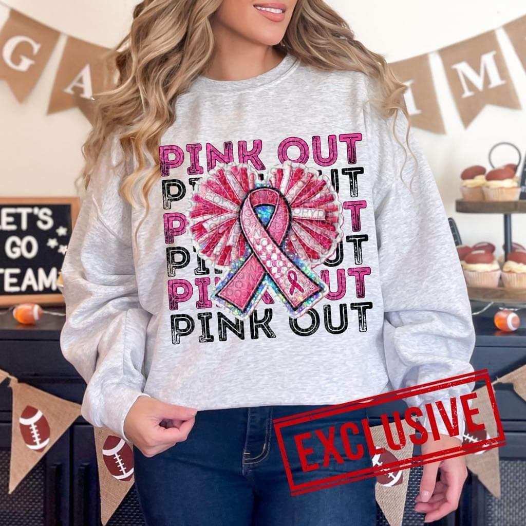 PINK OUT CHEER W/ RIBBON *OLLIE & CO. EXCLUSIVE* - DTF TRANSFER