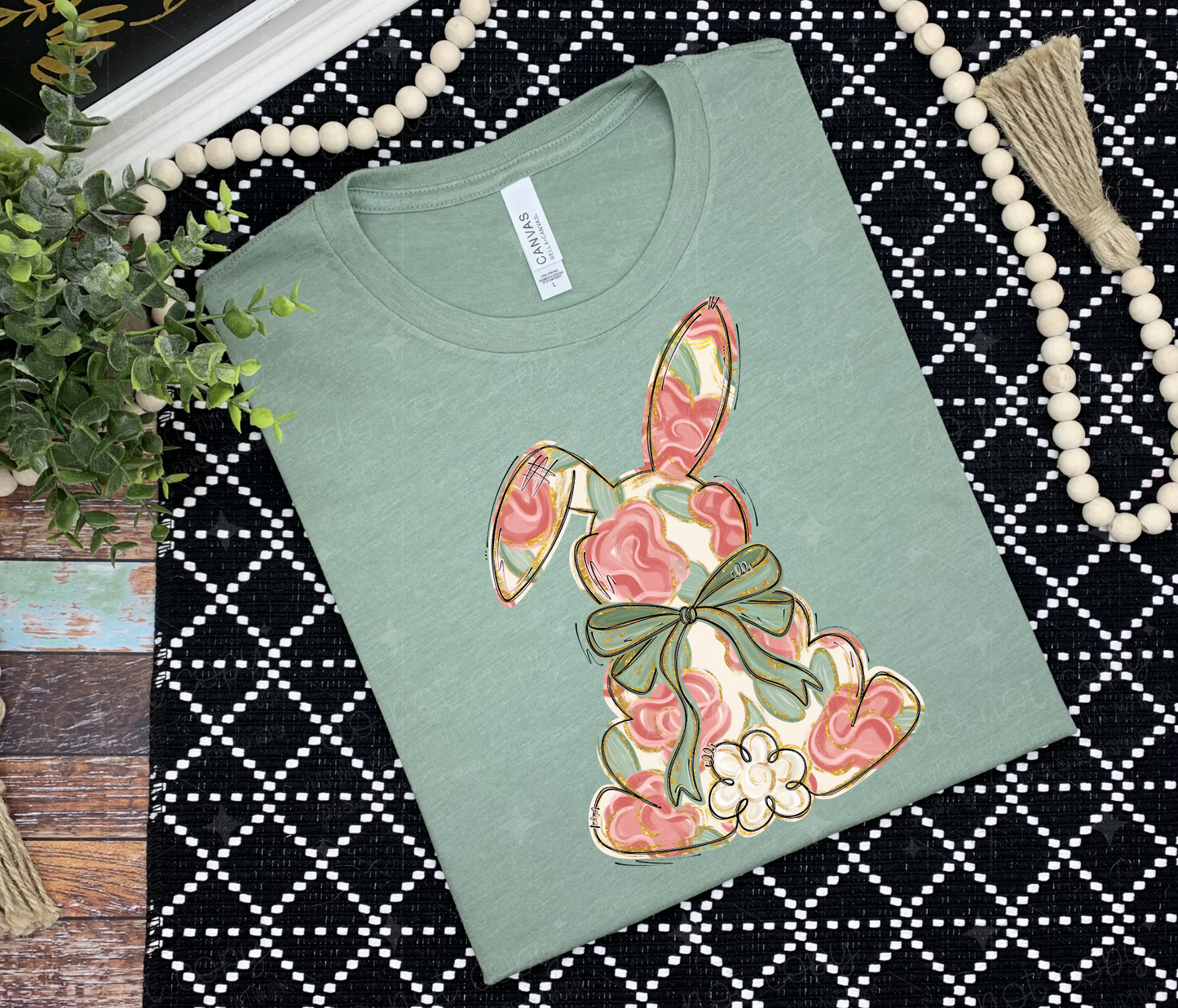PAINTED FLORAL BUNNY - DTF TRANSFER