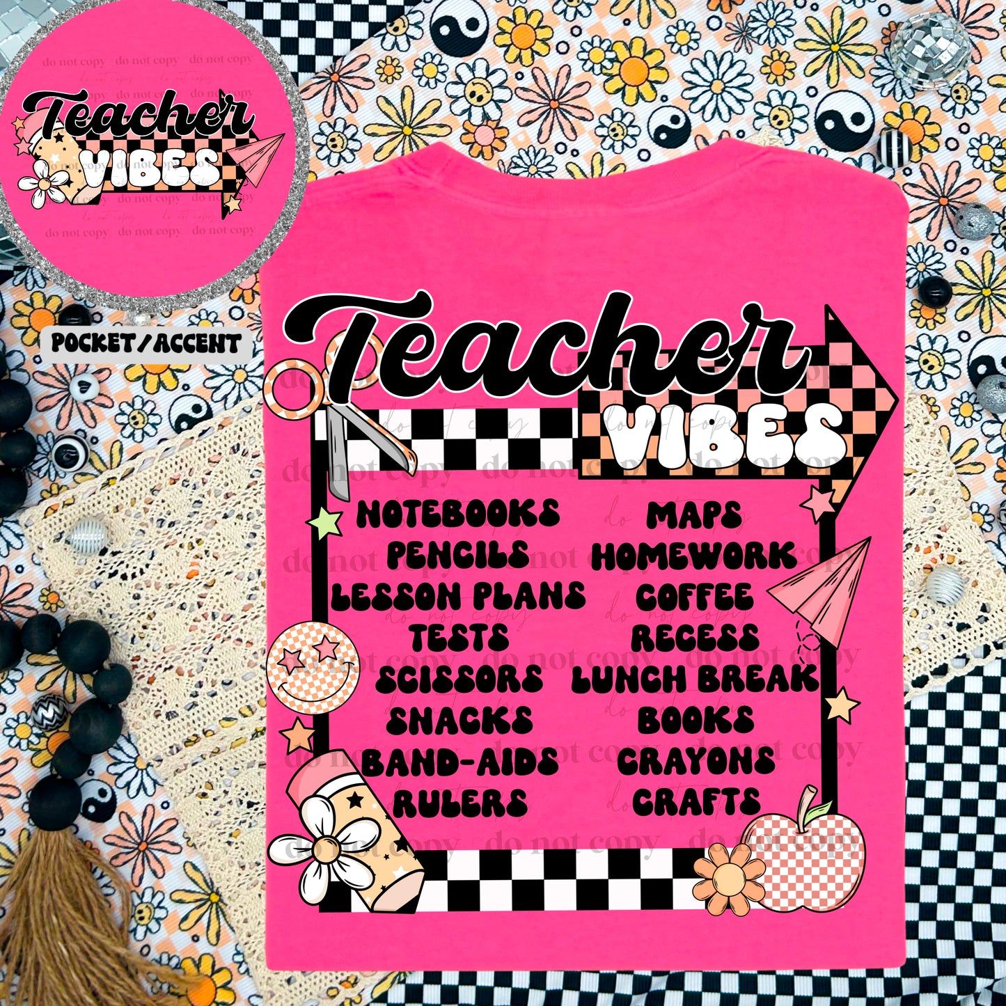 TEACHER VIBES - FRONT+BACK - DTF TRANSFER
