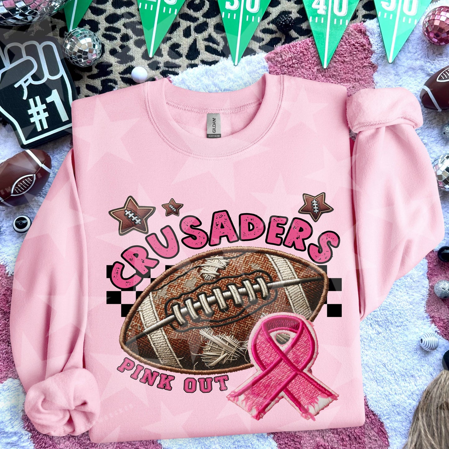 PINK OUT MASCOTS - FAUX EMBROIDERY - DTF TRANSFER