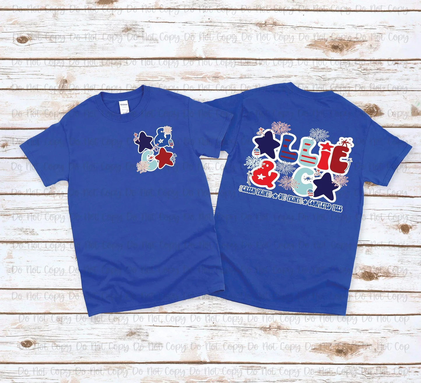 GROOVY PATRIOTIC - BUSINESS NAMES - FRONT+BACK - CUSTOM COMPLETED TEE