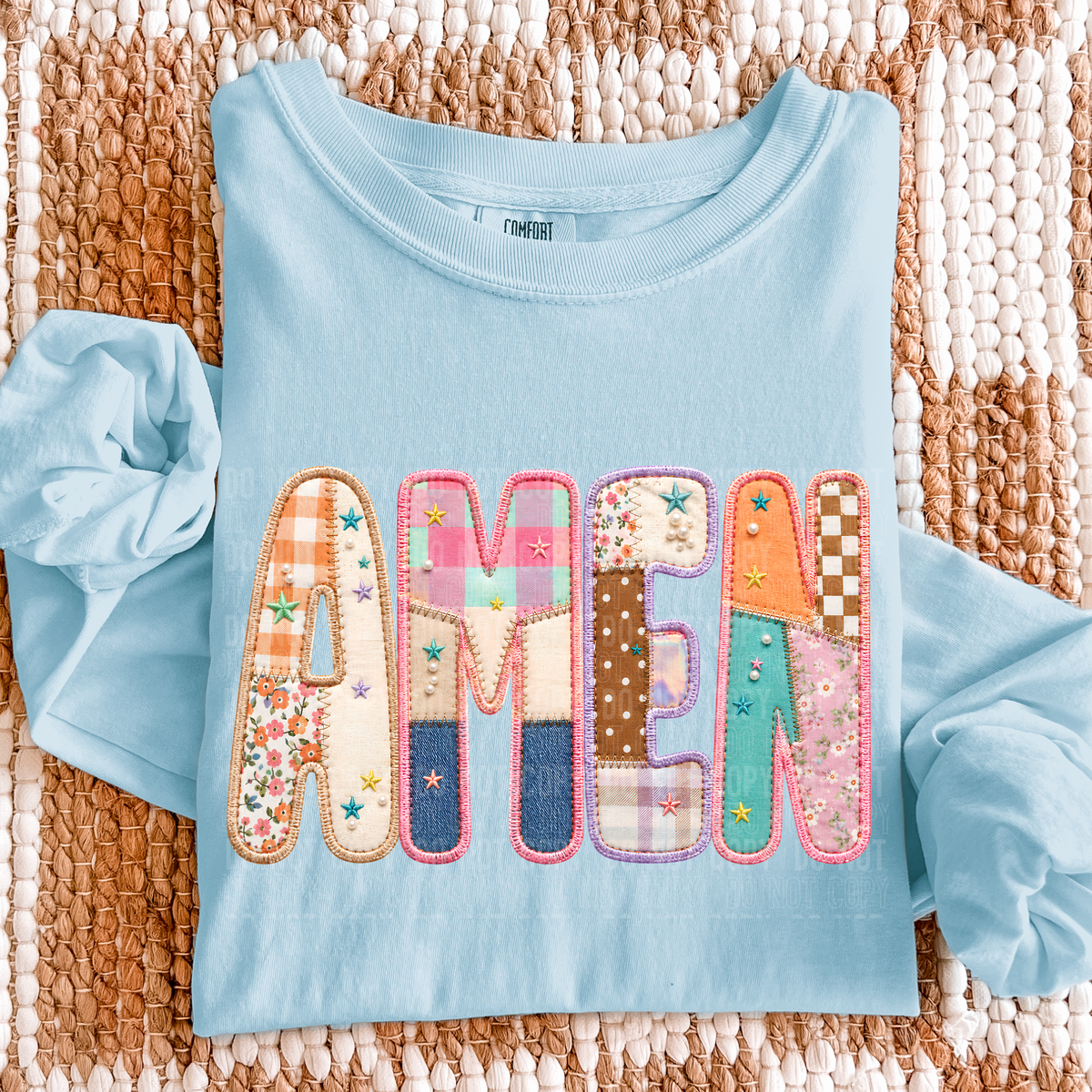 AMEN PATCH - FAUX EMBROIDERY - DTF TRANSFER