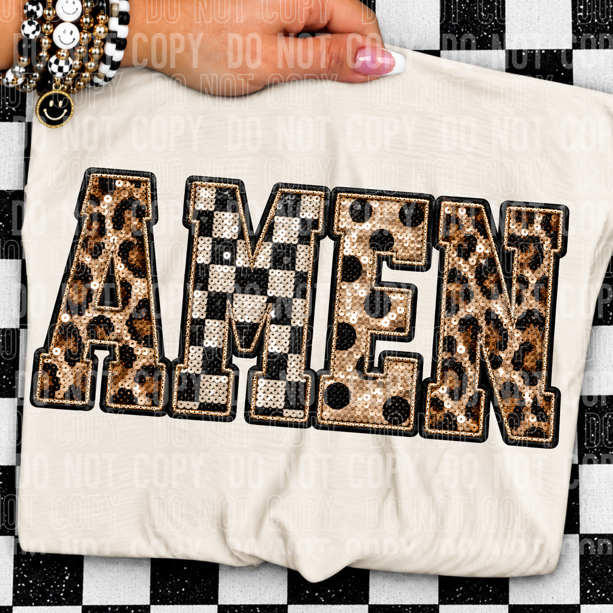 AMEN PRINTS - FAUX SEQUIN - DTF TRANSFER
