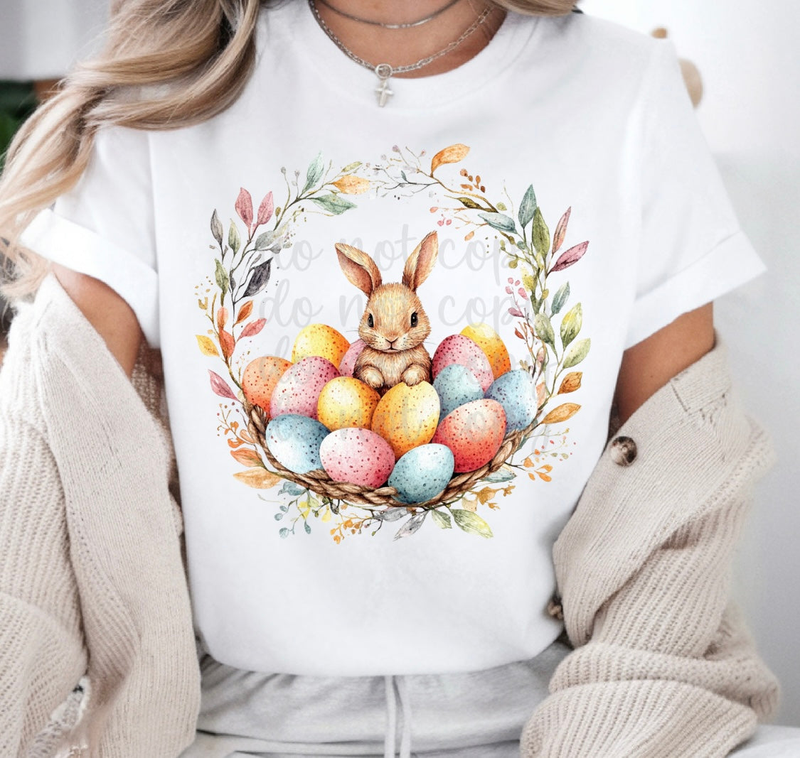 FLORAL BUNNY WREATH - DTF TRANSFER