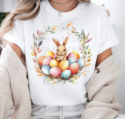FLORAL BUNNY WREATH - DTF TRANSFER