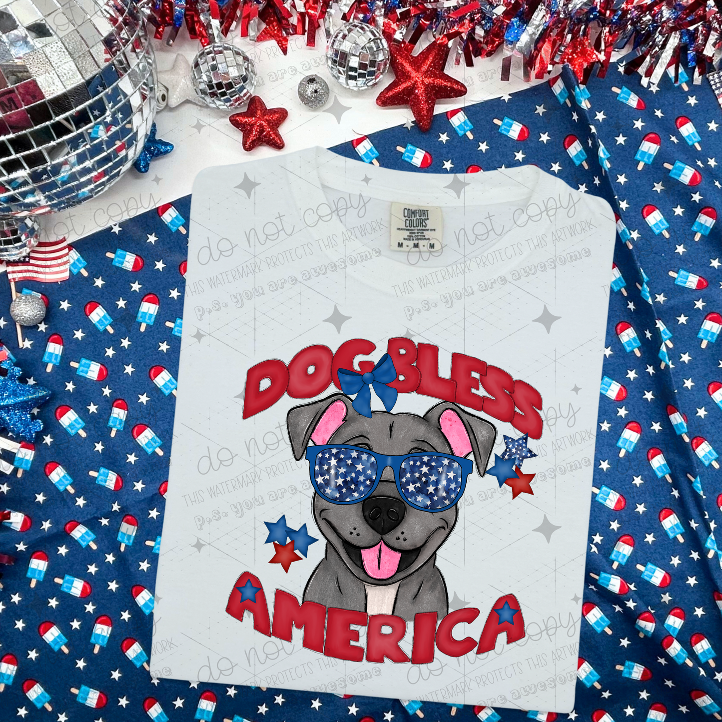 DOG BLESS AMERICA - DTF TRANSFER