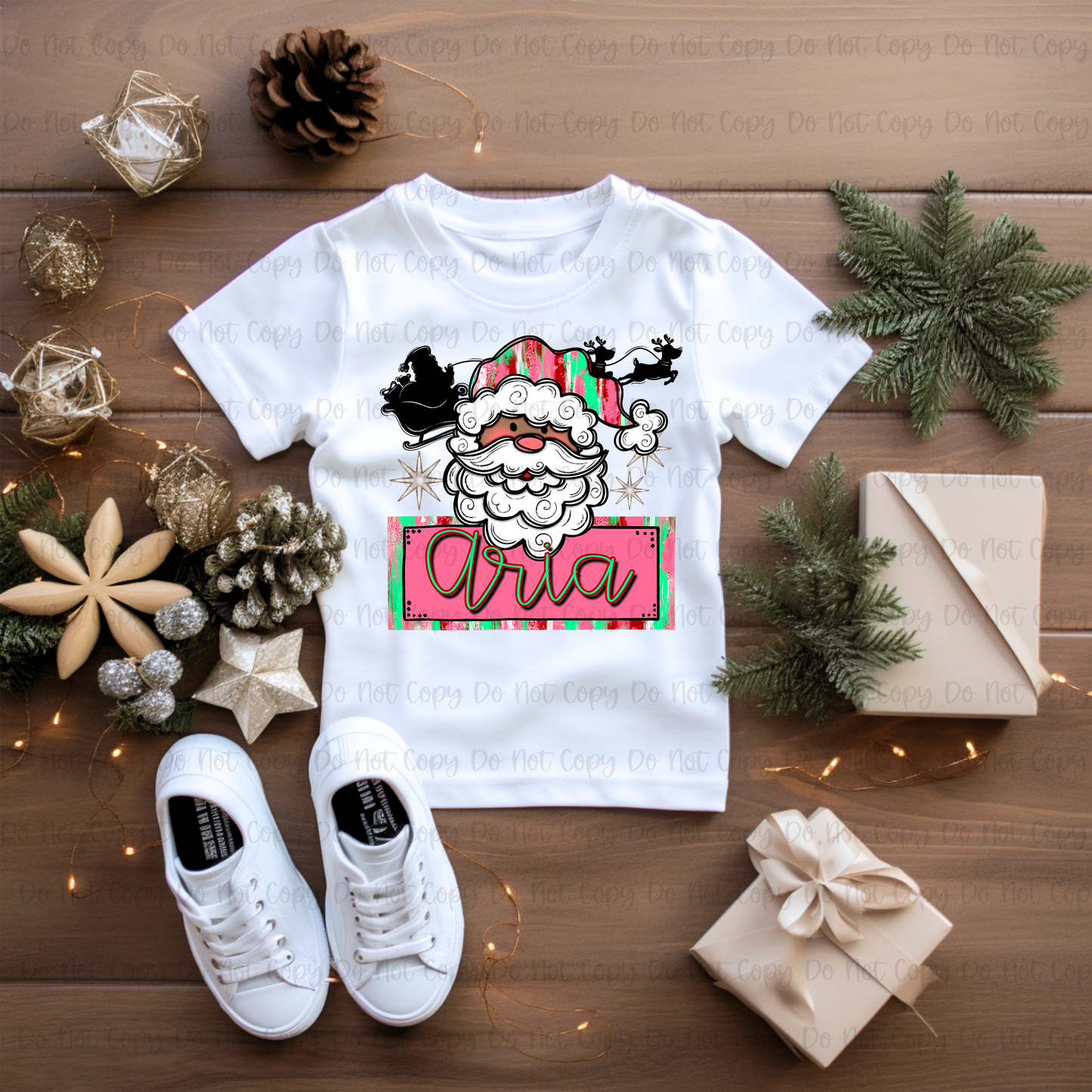 SANTA & REINDEER NAMEPLATE - CUSTOM TRANSFER