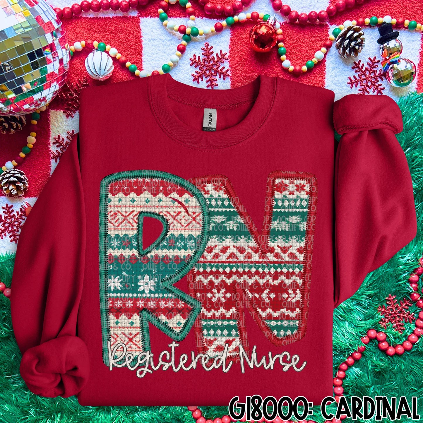 FAUX EMBROIDERY CHRISTMAS SCHOOL OCCUPATIONS - MOCKUP ONLY