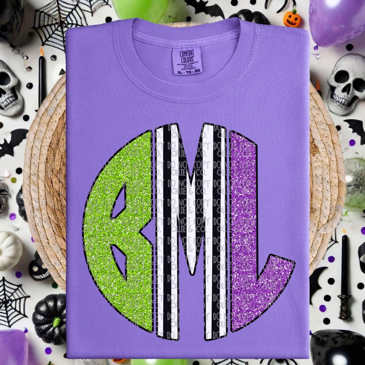 LIME PURPLE & BLACK MONOGRAM - CUSTOM TRANSFER