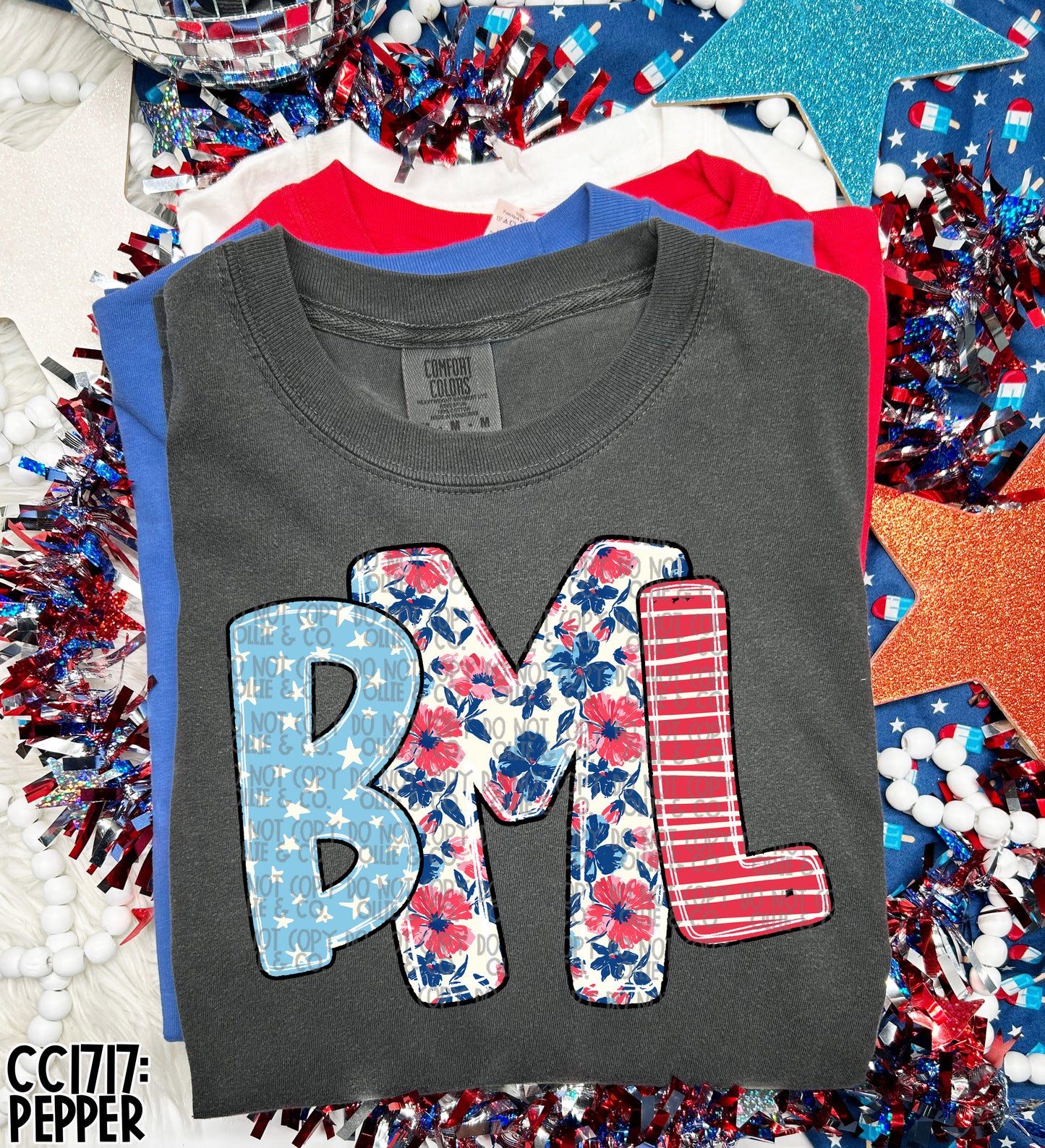 NON-TRADITIONAL PREPPY INDEPENDENCE DAY MONOGRAM - CUSTOM TRANSFER
