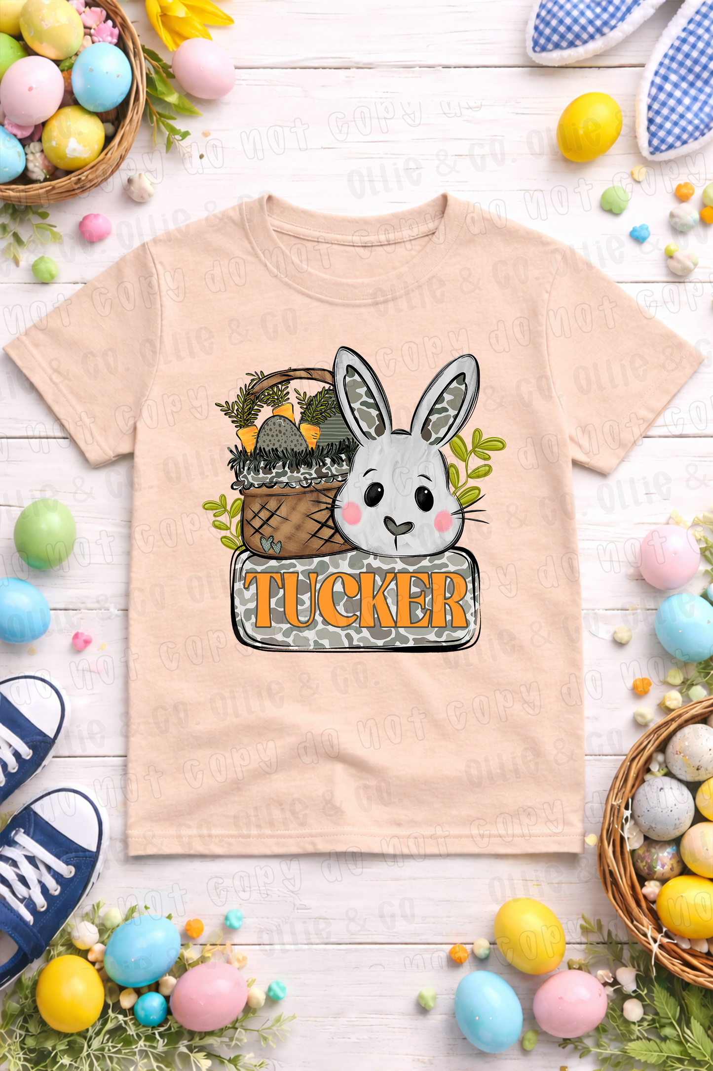 BOY EASTER BUNNY WITH BASKET - CUSTOM TRANSFER
