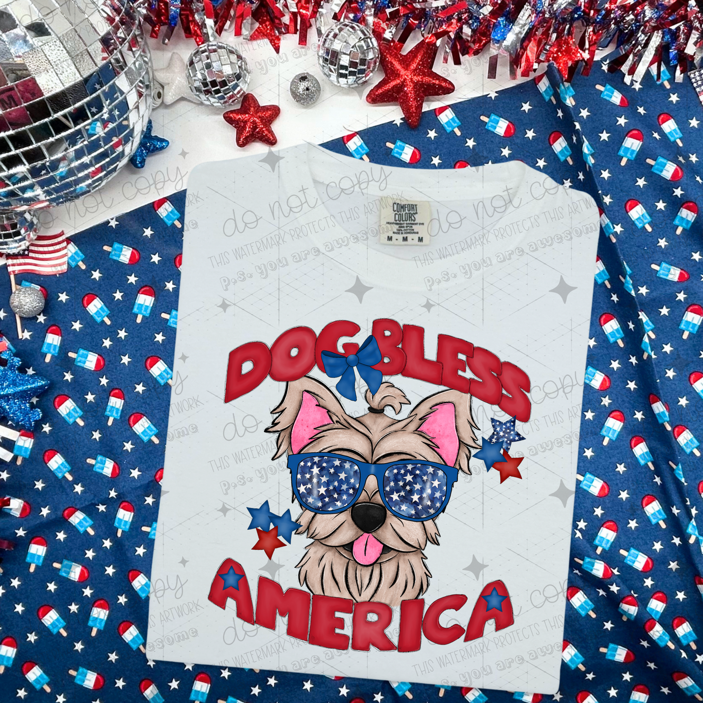 DOG BLESS AMERICA - DTF TRANSFER