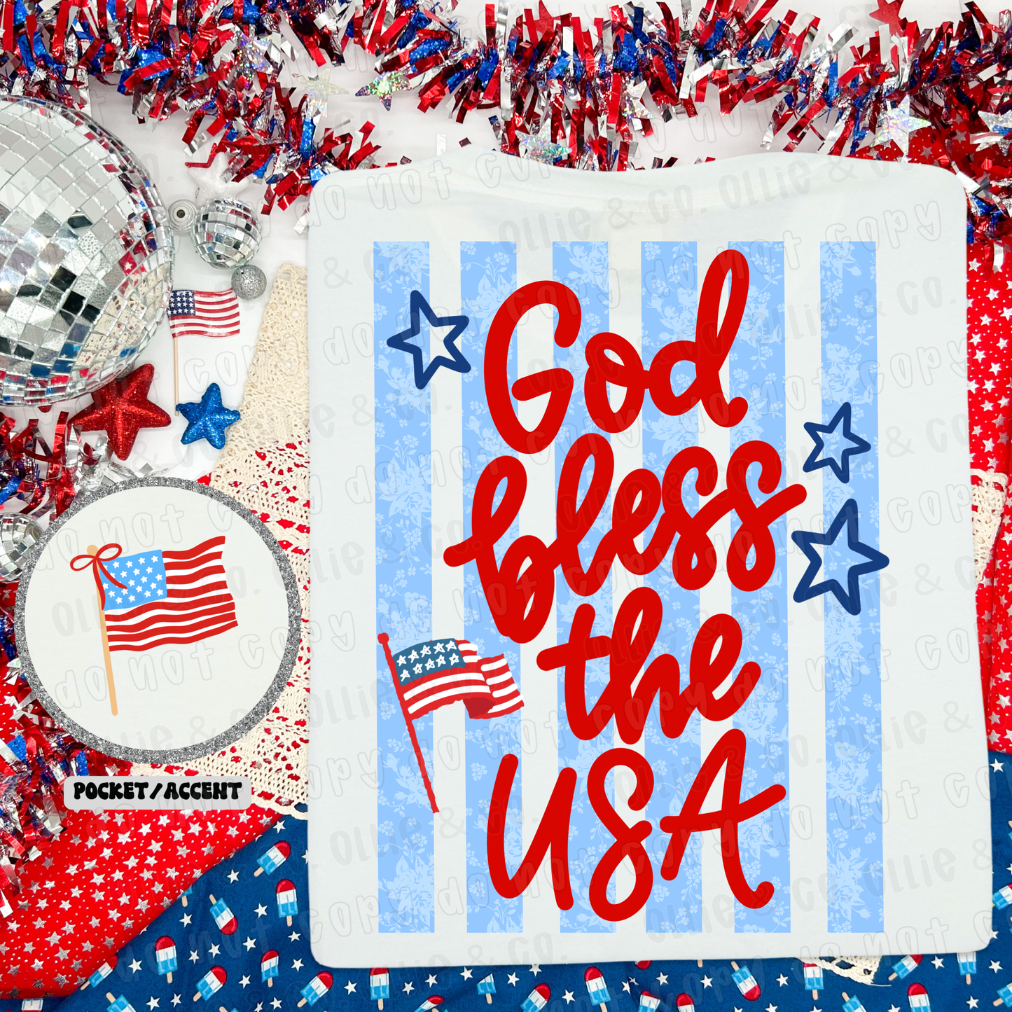 GOD BLESS THE USA - FRONT+BACK - DTF TRANSFER