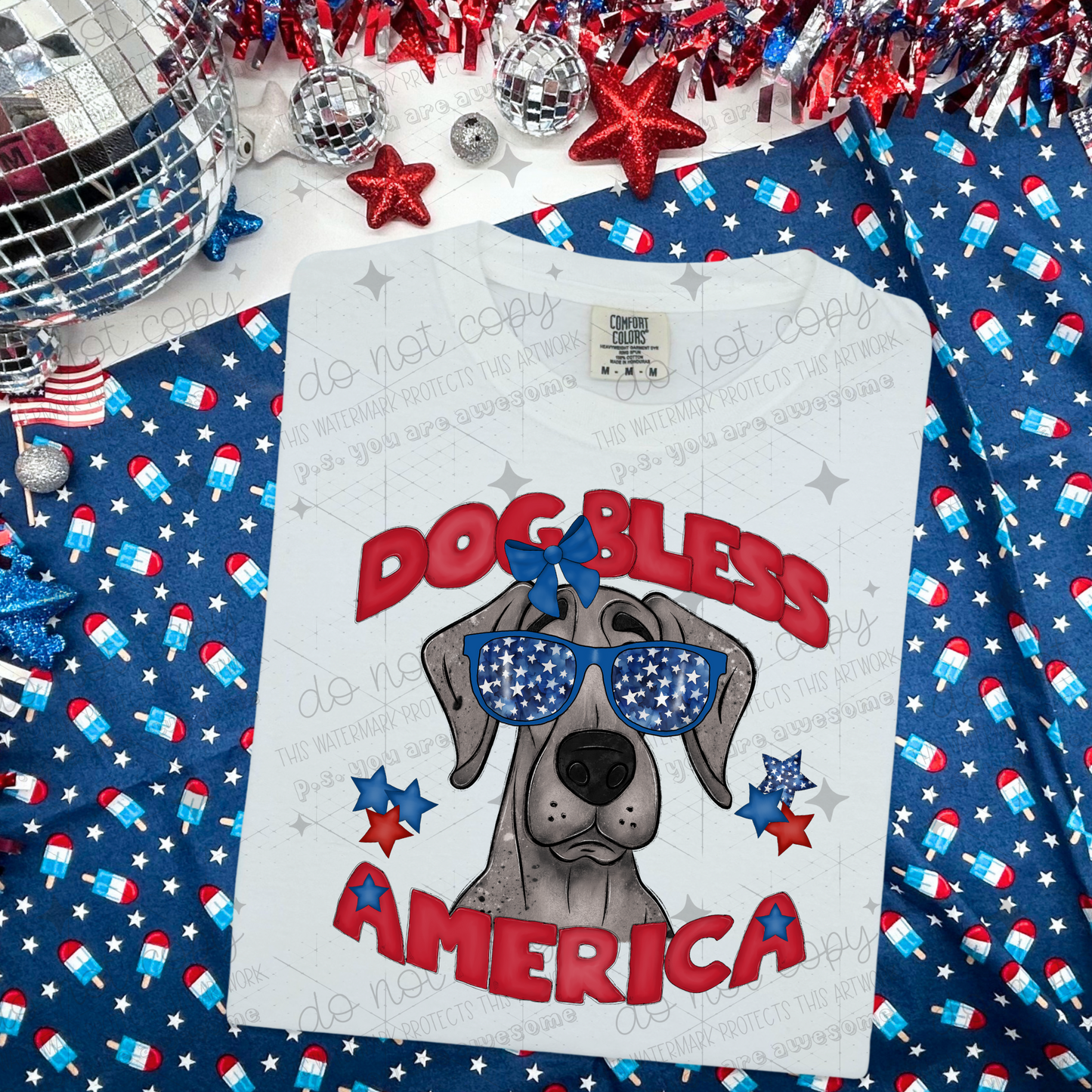 DOG BLESS AMERICA - DTF TRANSFER