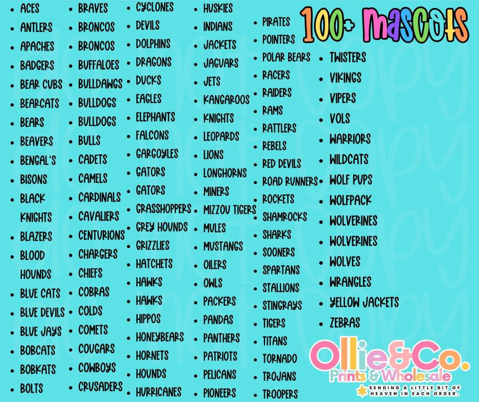 MULTICOLORED MASCOTS - DTF TRANSFER