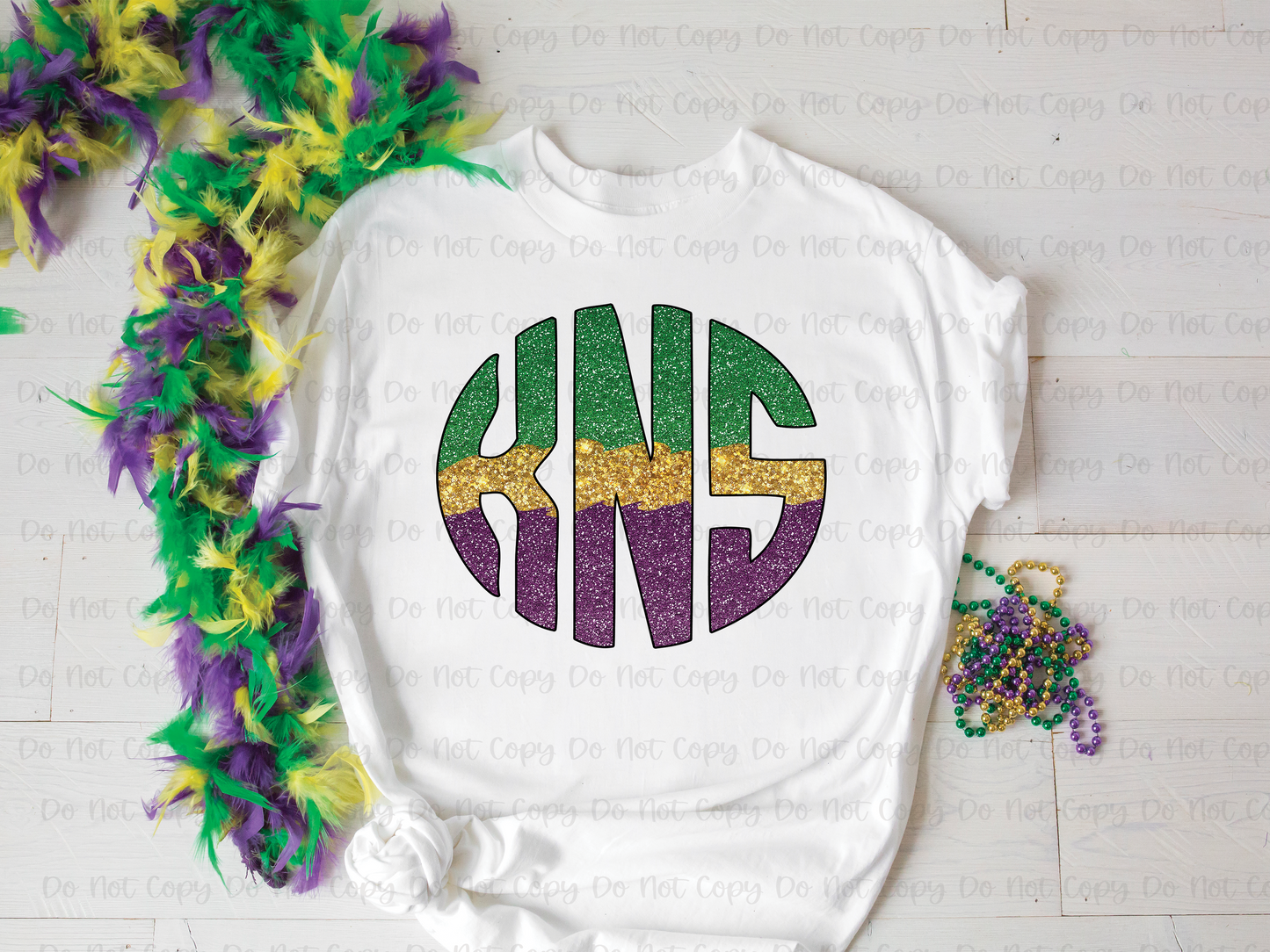 MARDI GRAS MONOGRAM - FAUX GLITTER - CUSTOM TRANSFER