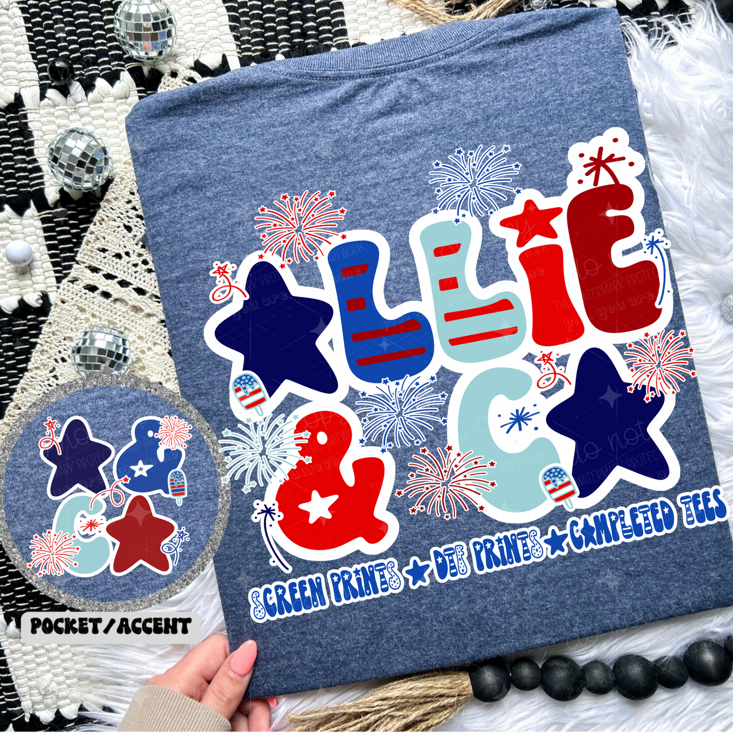 GROOVY PATRIOTIC - BUSINESS NAMES - FRONT+BACK - CUSTOM TRANSFER
