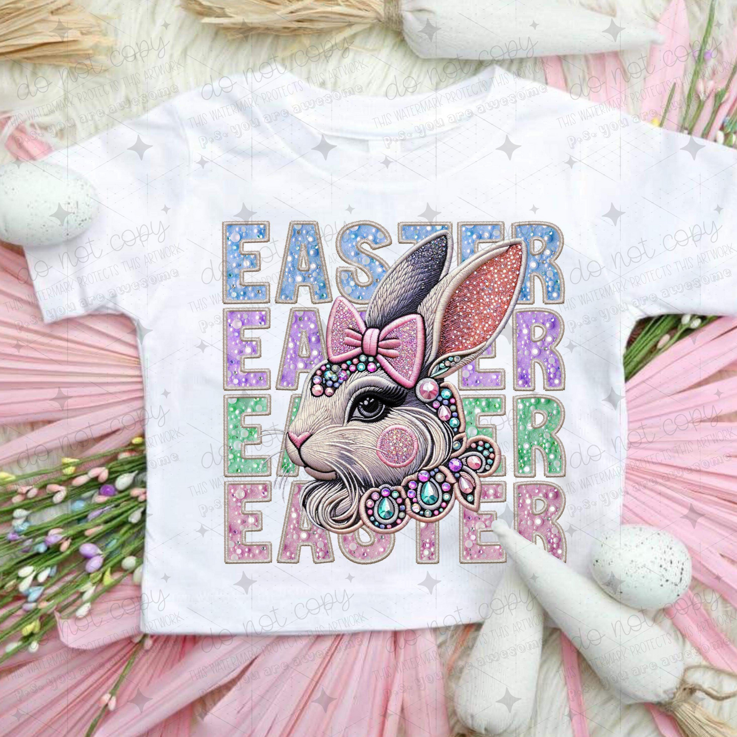 EASTER STACKED *OLLIE & CO. EXCLUSIVE* - FAUX EMBROIDERY - DTF TRANSFER