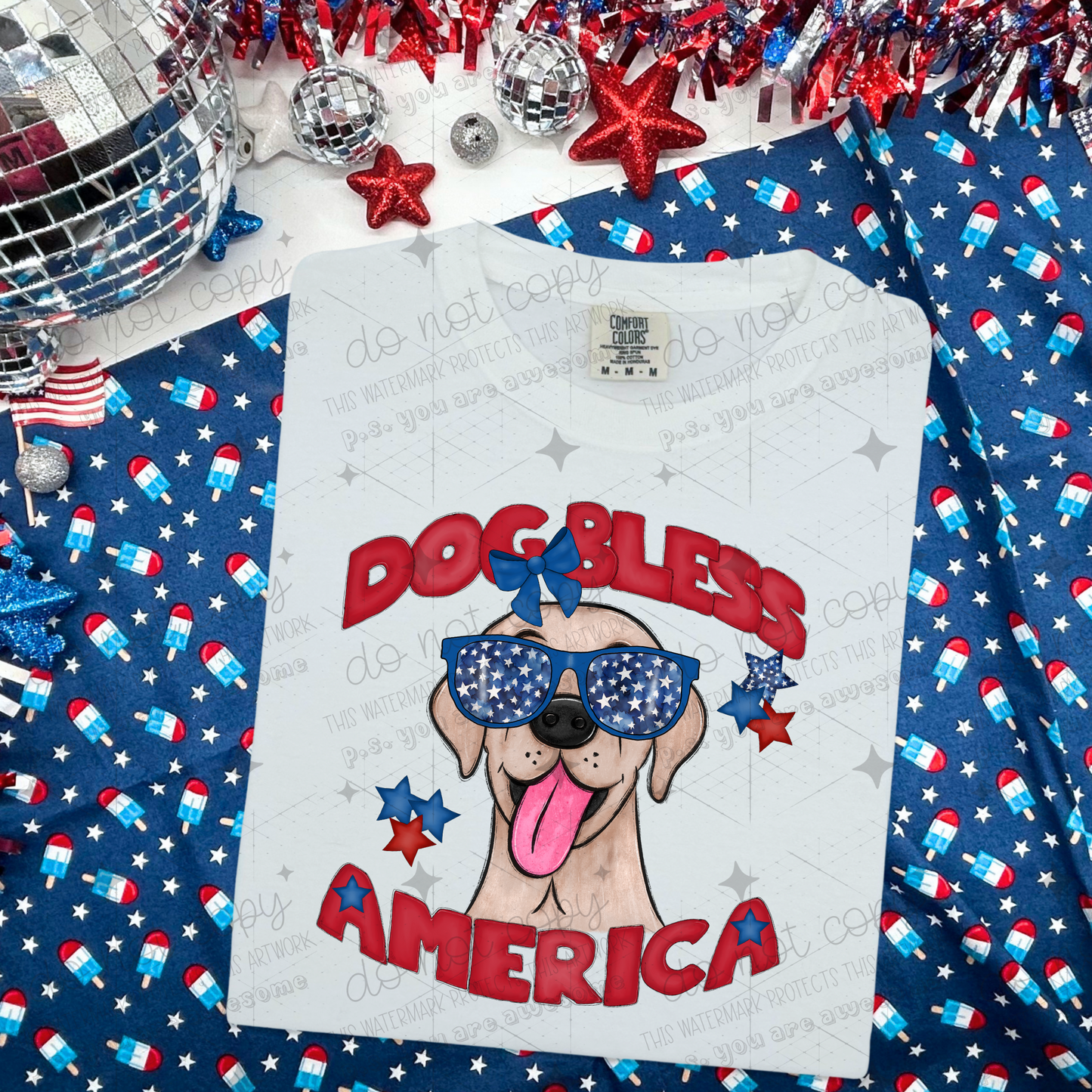 DOG BLESS AMERICA - DTF TRANSFER
