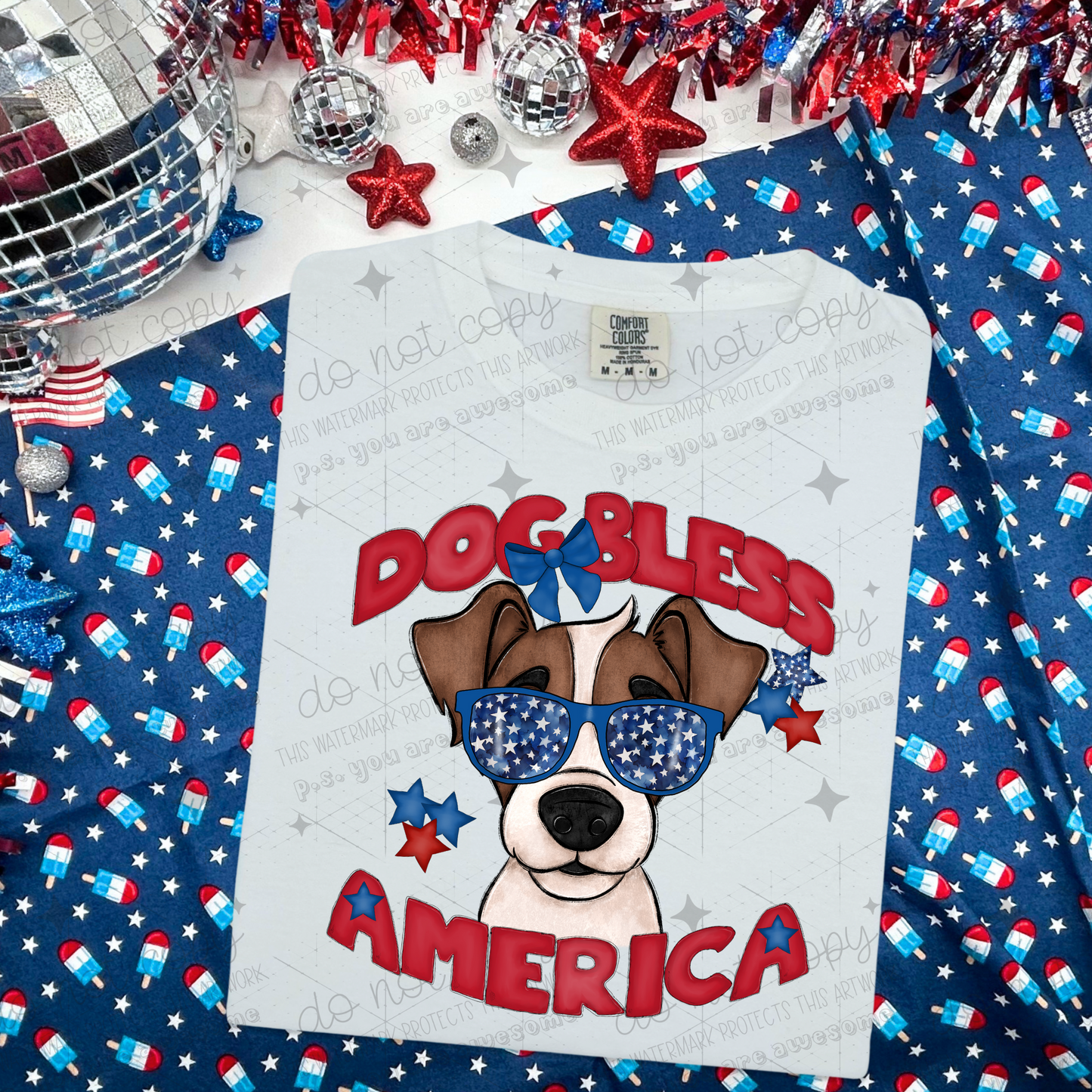 DOG BLESS AMERICA - DTF TRANSFER