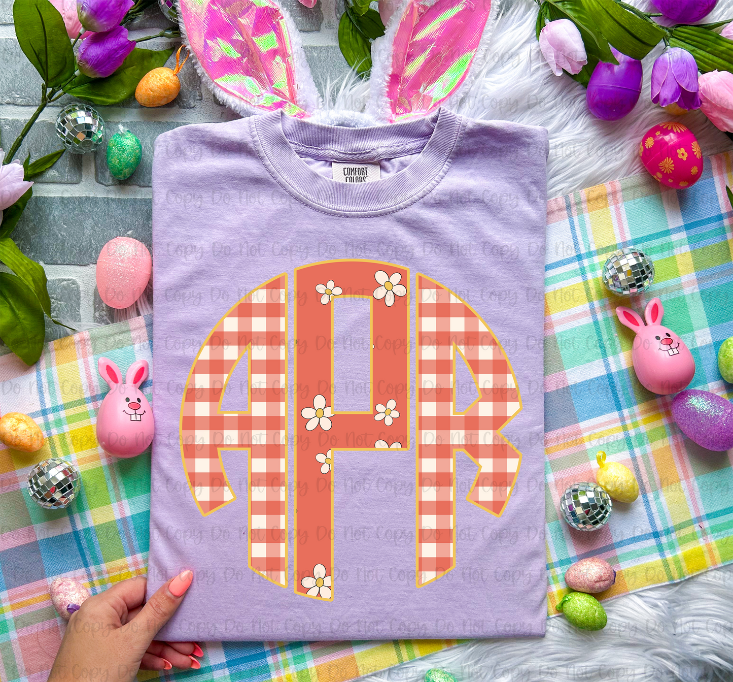 FLORAL & PLAID - MONOGRAM - CUSTOM TRANSFER