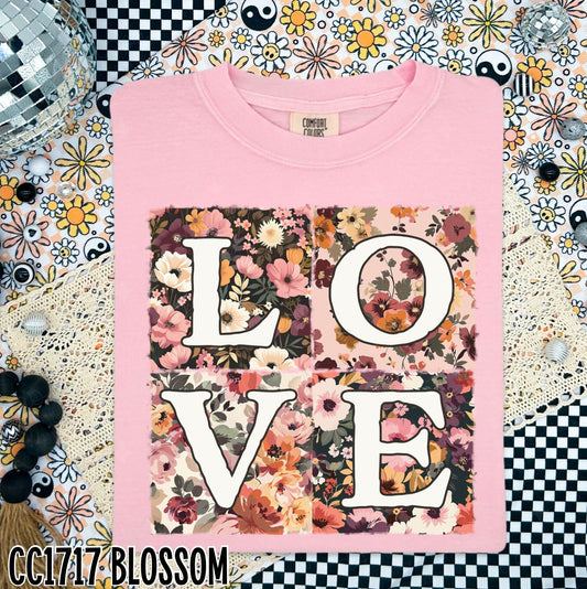 LOVE FLORAL PATCHWORK - DTF TRANSFER