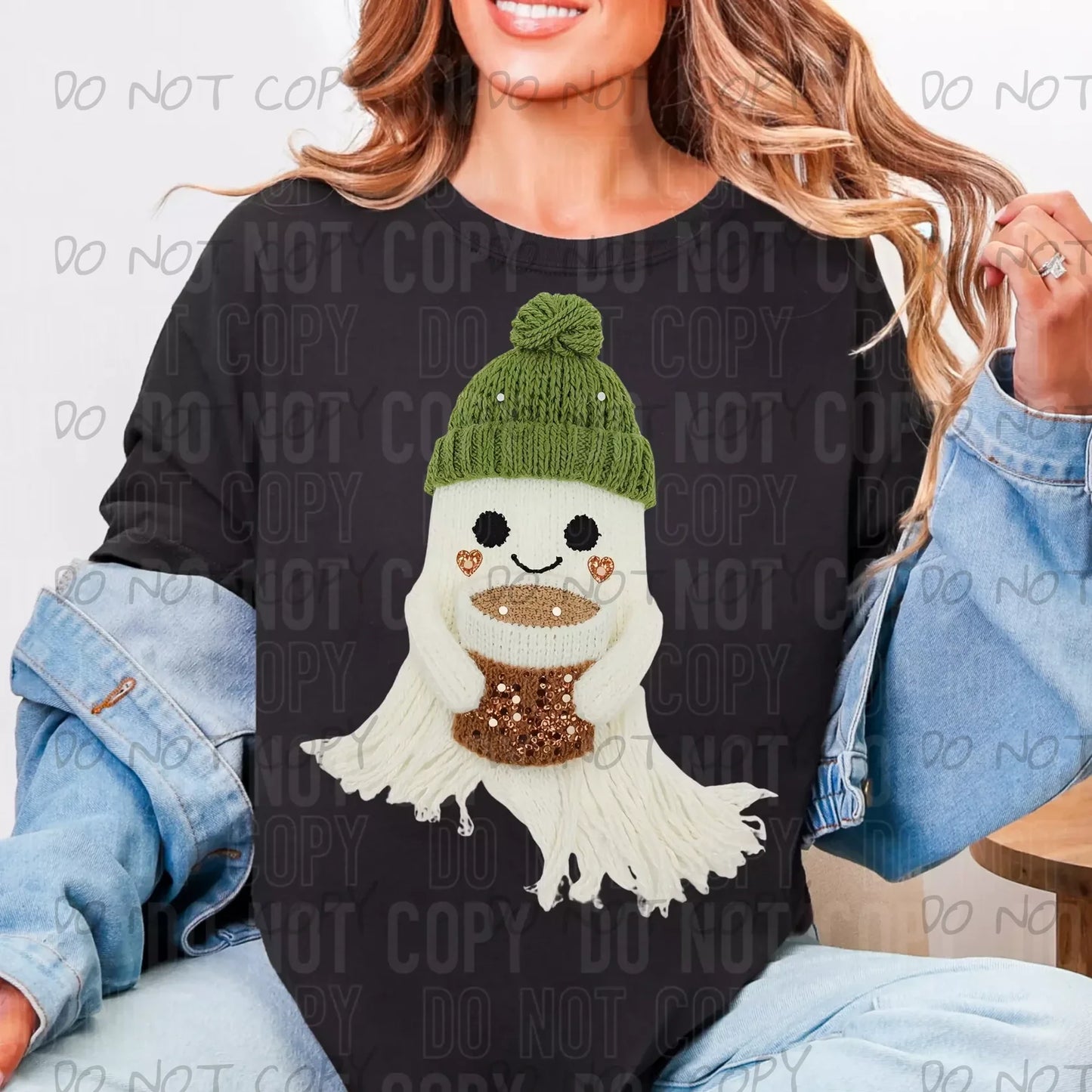 GHOST COFFEE GREEN HAT FAUX YARN - DTF TRANSFER