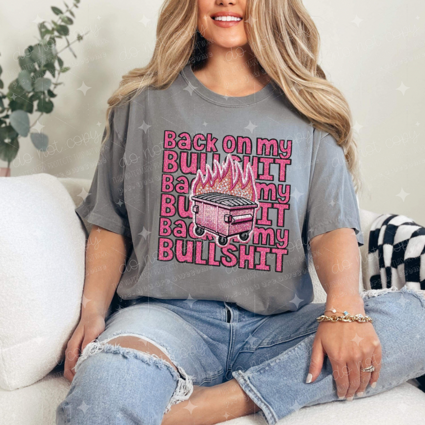 BACK ON MY BULLSHIT *OLLIE & CO EXCLUSIVE* - FAUX EMBROIDERY - DTF TRANSFER