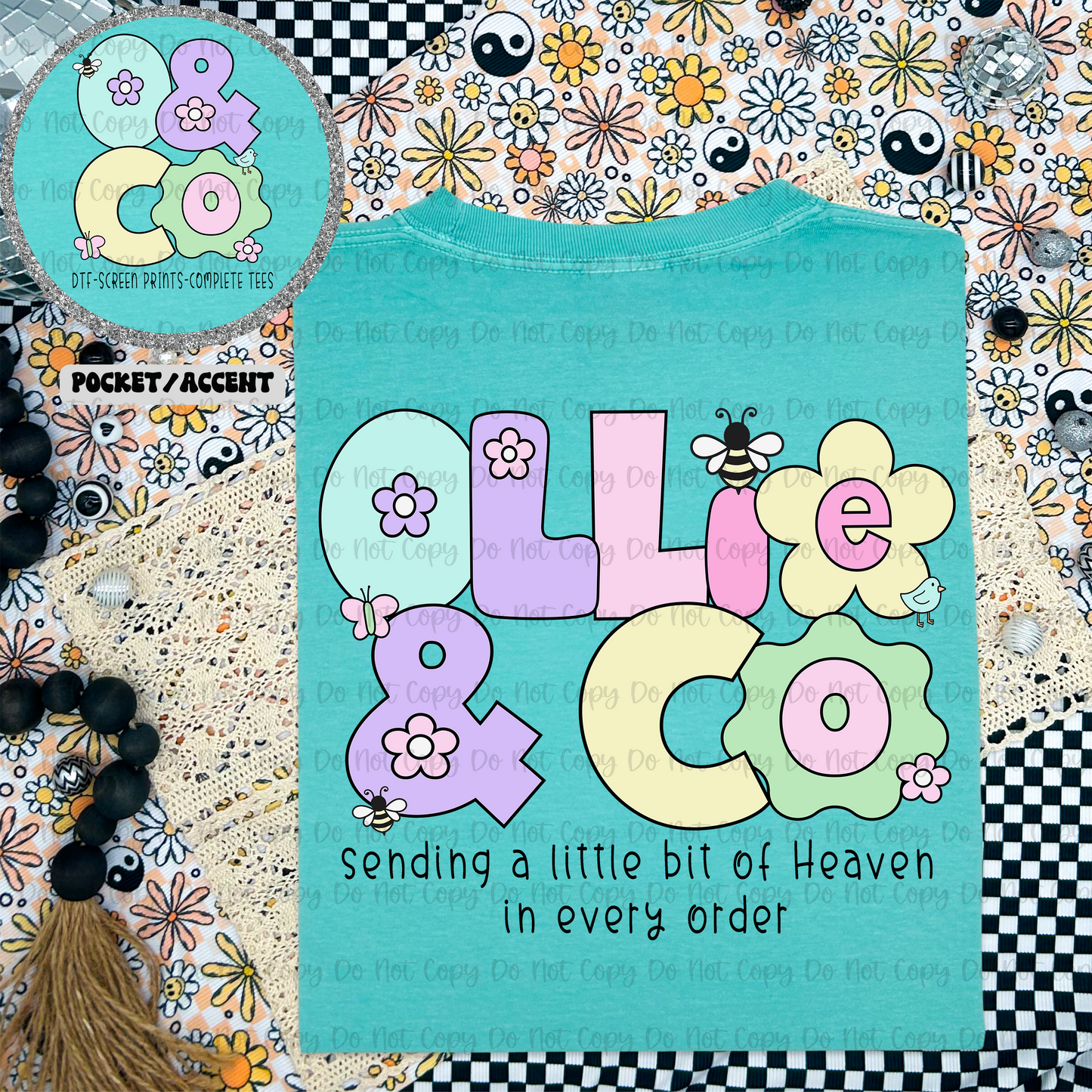 RETRO SPRING BUSINESS NAMES - FRONT+BACK - CUSTOM TRANSFER