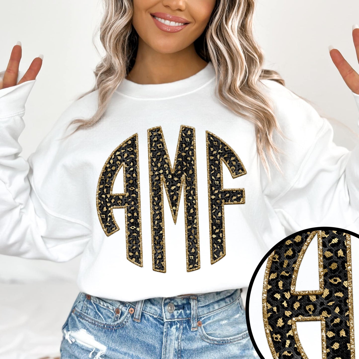 BLACK & GOLD LEOPARD MONOGRAMA - CUSTOM TRANSFER