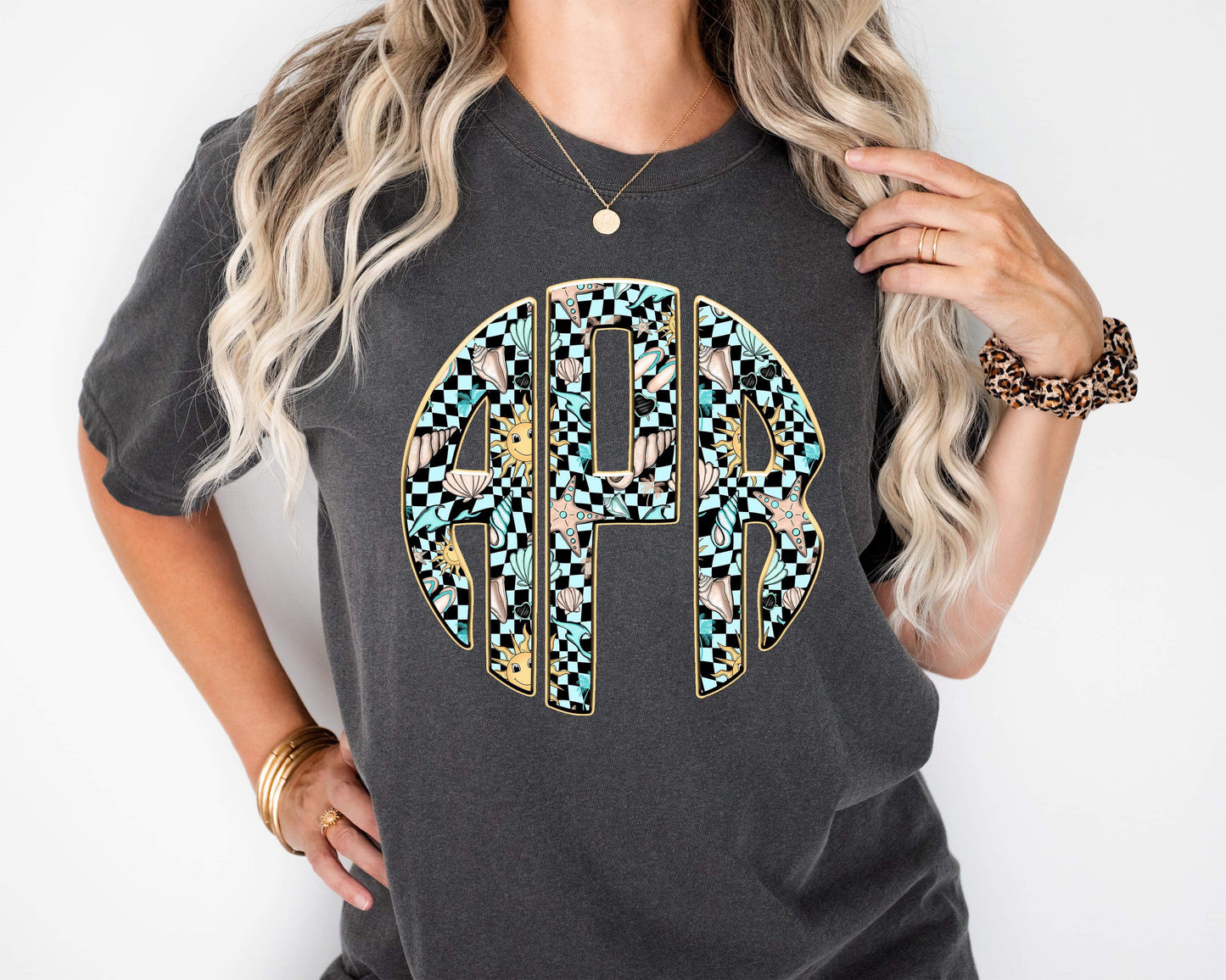 CHECKERED SUMMER MONOGRAM - CUSTOM TRANSFER